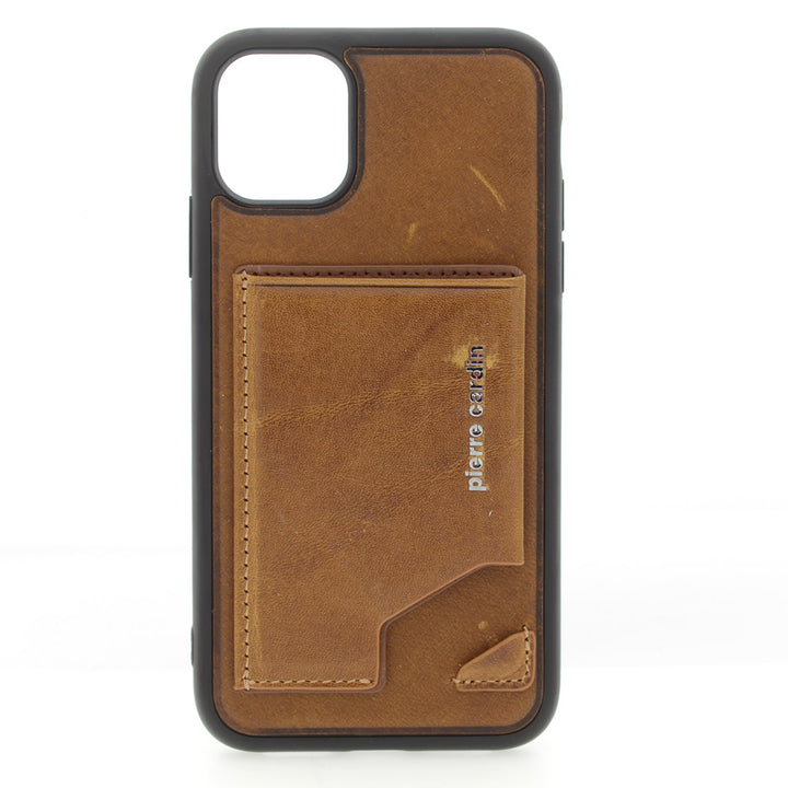 Pierre Cardin Apple iPhone 11 Pro Max Bruin Backcover hoesje Genuine leather-Hoesjes-Ilumina Benelux