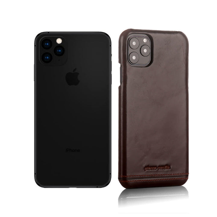 Pierre Cardin Apple iPhone 11 Pro Max Donker Bruin Back Cover hoesje Genuine leather-Hoesjes-Ilumina Benelux