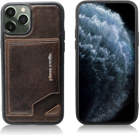 Pierre Cardin Apple iPhone 11 Pro Max Donker Bruin Backcover hoesje Genuine leather-Hoesjes-Ilumina Benelux