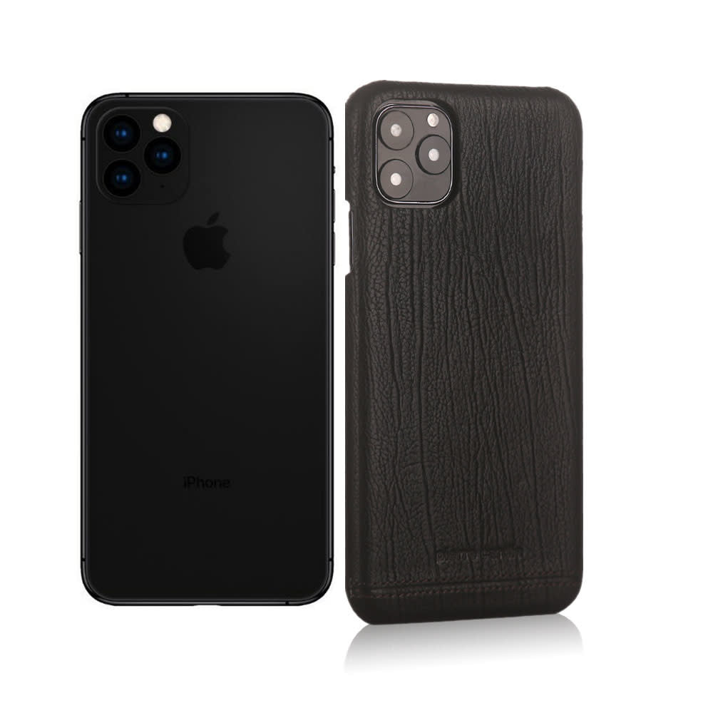 Pierre Cardin Apple iPhone 11 Pro Max Zwart Back Cover hoesje Genuine leather-Hoesjes-Ilumina Benelux