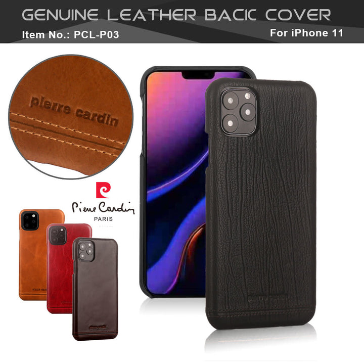 Pierre Cardin Apple iPhone 11 Pro Zwart Back Cover hoesje Genuine leather-Hoesjes-Ilumina Benelux