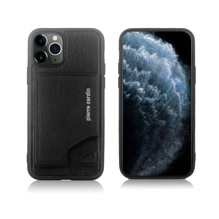 Pierre Cardin Apple iPhone 11 Pro Zwart Backcover hoesje Genuine leather-Hoesjes-Ilumina Benelux