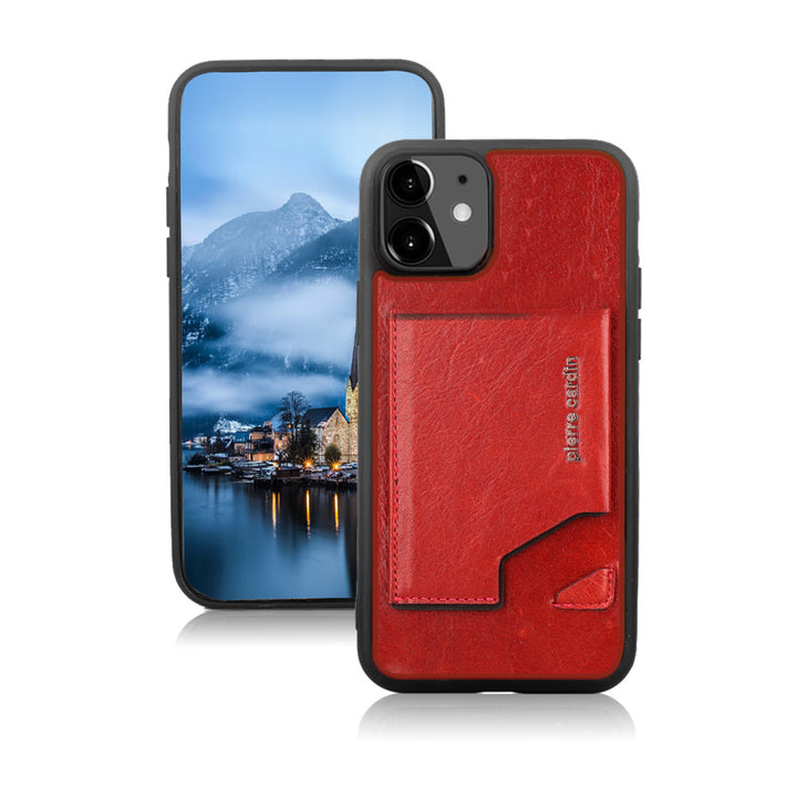 Pierre Cardin Apple iPhone 12 Mini rood Backcover hoesje - Echt leder-Hoesjes-Ilumina Benelux