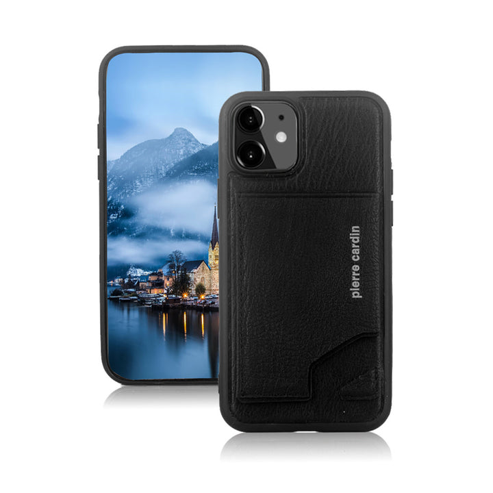 Pierre Cardin Apple iPhone 12 Mini zwart Backcover hoesje - Echt leder-Hoesjes-Ilumina Benelux