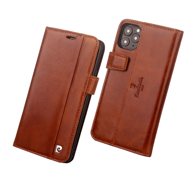 Pierre Cardin Bruin hoesje iPhone 11 Pro - Book Case - Echt Leer-Hoesjes-Ilumina Benelux