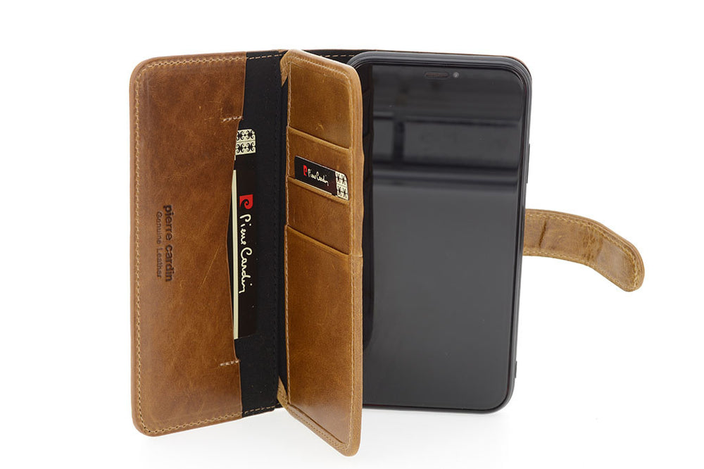 Pierre Cardin Bruin hoesje iPhone 11 Pro Max - Book Case - Leather Wallet Series - Echt Leer-Hoesjes-Ilumina Benelux