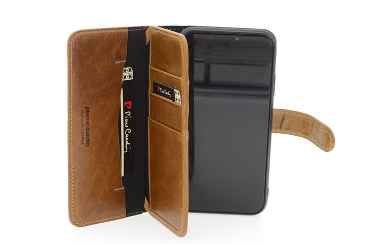 Pierre Cardin Bruin hoesje iPhone 11 Pro Max - Book Case - Leather Wallet Series - Echt Leer-Hoesjes-Ilumina Benelux