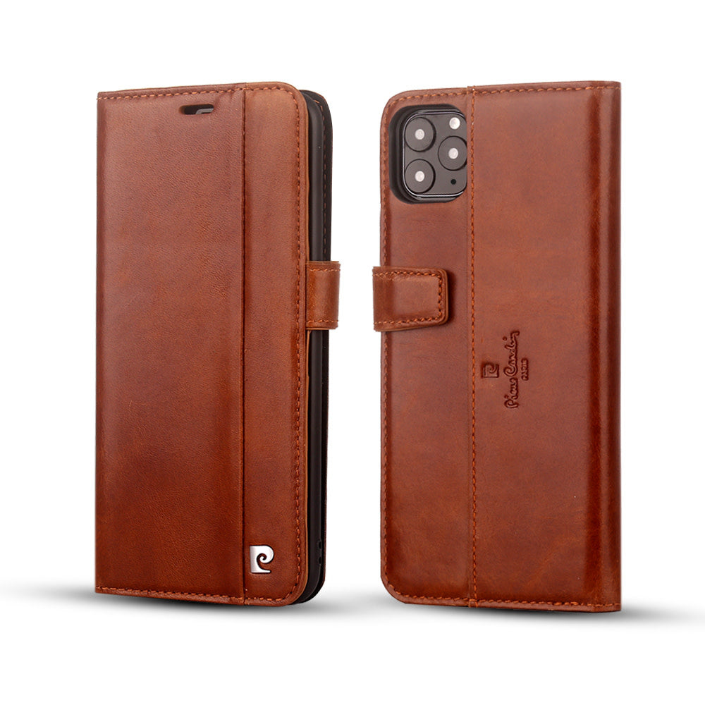 Pierre Cardin Bruin hoesje iPhone 12 Pro Max - Book Case - Echt leder-Hoesjes-Ilumina Benelux