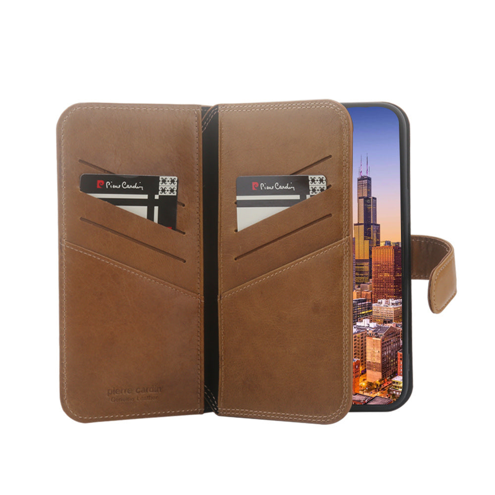 Pierre Cardin Bruin hoesje iPhone 12 Pro Max - Wallet Book Case - Echt leder-Hoesjes-Ilumina Benelux