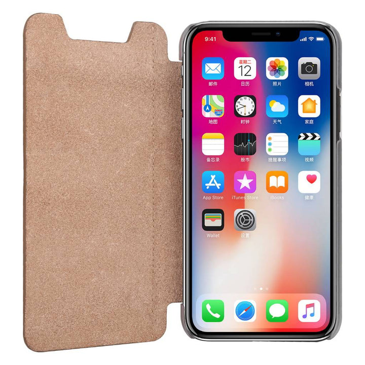 Pierre Cardin Bruin hoesje voor iPhone X-Xs - Book Case - Stijlvol - Leer - Luxe cover-Hoesjes-Ilumina Benelux