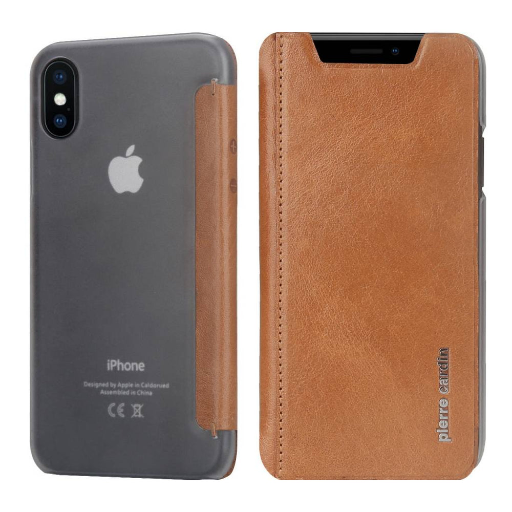 Pierre Cardin Bruin hoesje voor iPhone X-Xs - Book Case - Stijlvol - Leer - Luxe cover-Hoesjes-Ilumina Benelux