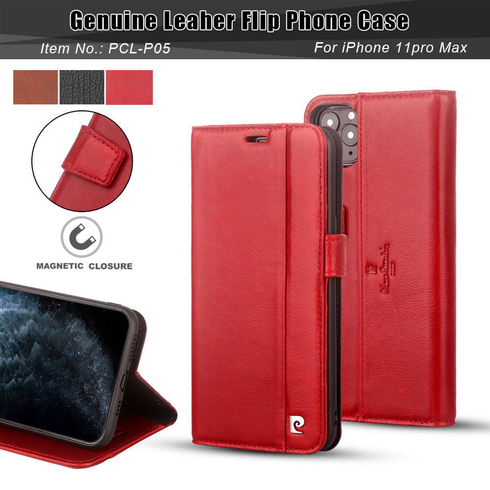 Pierre Cardin Rood hoesje iPhone 11 Pro Max - Book Case - Echt Leer-Hoesjes-Ilumina Benelux