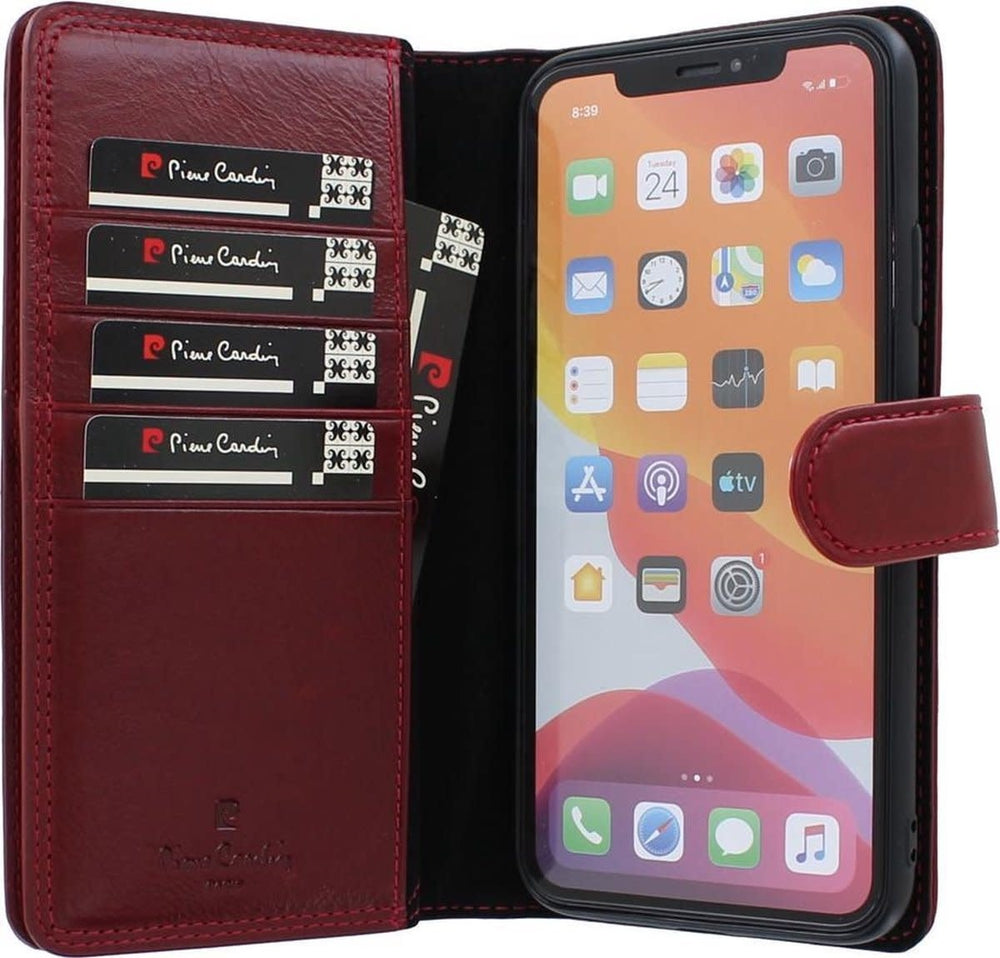 Pierre Cardin Rood hoesje iPhone 11 Pro Max - Book Case - Leather Wallet Series - Echt Leer-Hoesjes-Ilumina Benelux