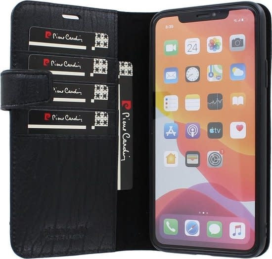 Pierre Cardin Zwart hoesje iPhone 11 Pro Max - Book Case - Leather Collection - Echt Leer - Pashouders-Hoesjes-Ilumina Benelux