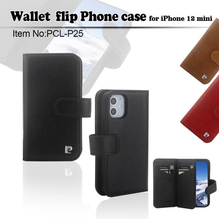 Pierre Cardin Zwart hoesje iPhone 12 Mini - Wallet Book Case - Echt leder-Hoesjes-Ilumina Benelux