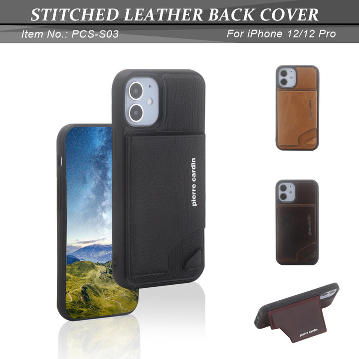 Pierre Cardin iPhone 12 - 12 Pro Backcover hoesje - Donker Bruin-Hoesjes-Ilumina Benelux