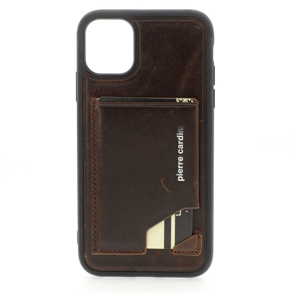 Pierre Cardin iPhone 12 Pro Max Backcover hoesje - Donker Bruin-Hoesjes-Ilumina Benelux
