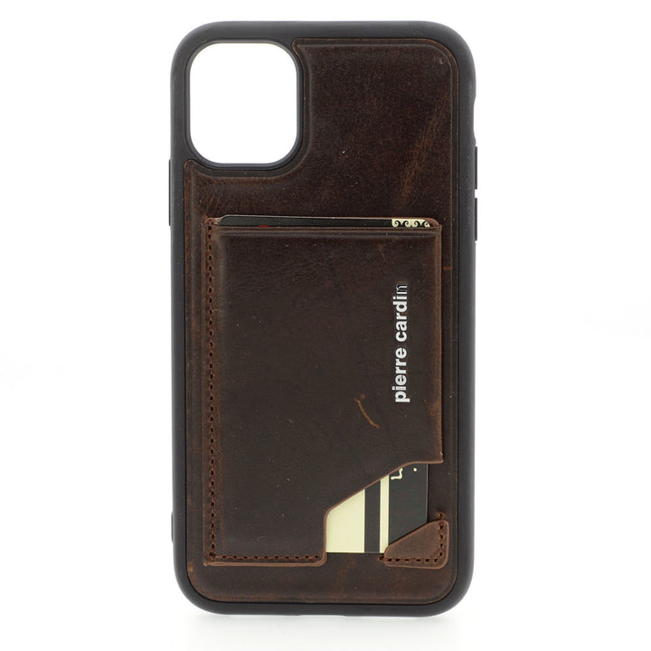 Pierre Cardin iPhone 12 Pro Max Backcover hoesje - Donker Bruin-Hoesjes-Ilumina Benelux