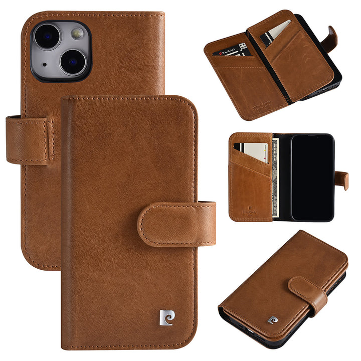Pierre Cardin iPhone 13 Mini Book Case hoesje - Pasjeshouder voor 6 pasjes - Magneetsluiting - Bruin-Hoesjes-Ilumina Benelux