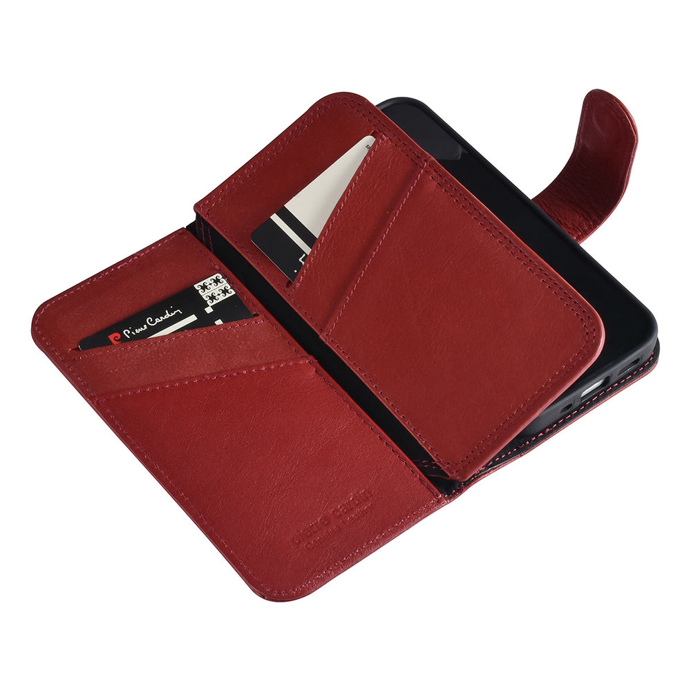 Pierre Cardin iPhone 13 Mini Book Case hoesje - Pasjeshouder voor 6 pasjes - Magneetsluiting - Rood-Hoesjes-Ilumina Benelux