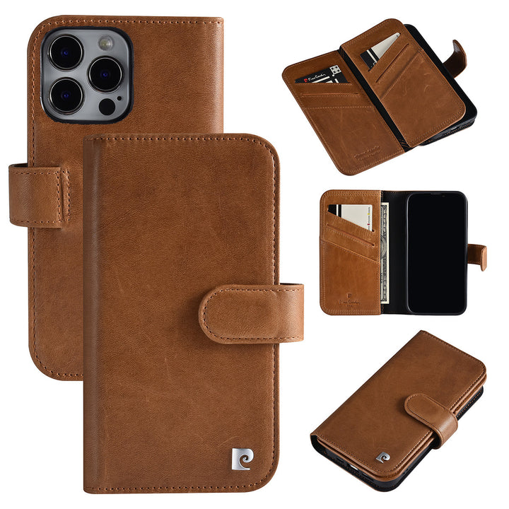 Pierre Cardin iPhone 13 Pro Book Case hoesje - Pasjeshouder voor 6 pasjes - Magneetsluiting - Bruin-Hoesjes-Ilumina Benelux