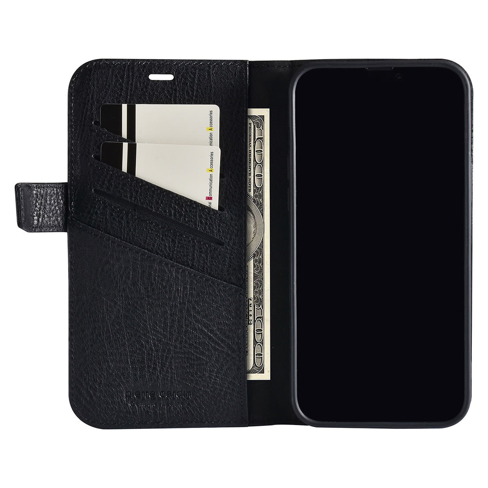 Pierre Cardin iPhone 13 Pro Max Book Case hoesje - Pasjeshouder voor 3 pasjes - Magneetsluiting - Zwart-Hoesjes-Ilumina Benelux