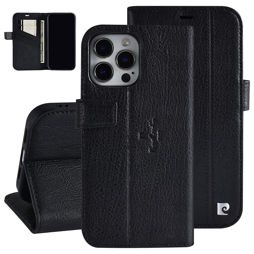 Pierre Cardin iPhone 13 Pro Max Book Case hoesje - Pasjeshouder voor 3 pasjes - Magneetsluiting - Zwart-Hoesjes-Ilumina Benelux