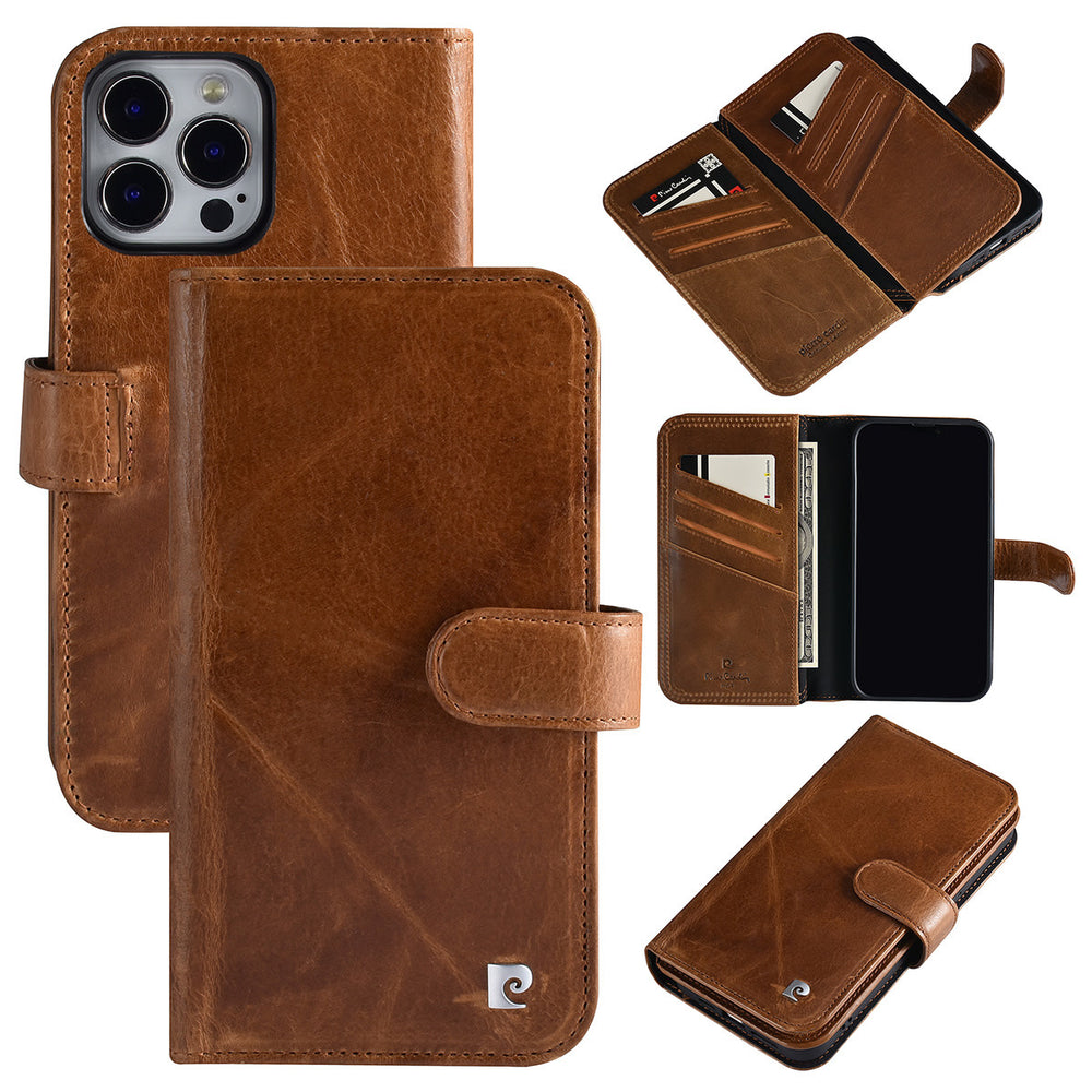 Pierre Cardin iPhone 13 Pro Max Book Case hoesje - Pasjeshouder voor 6 pasjes - Magneetsluiting - Bruin-Hoesjes-Ilumina Benelux