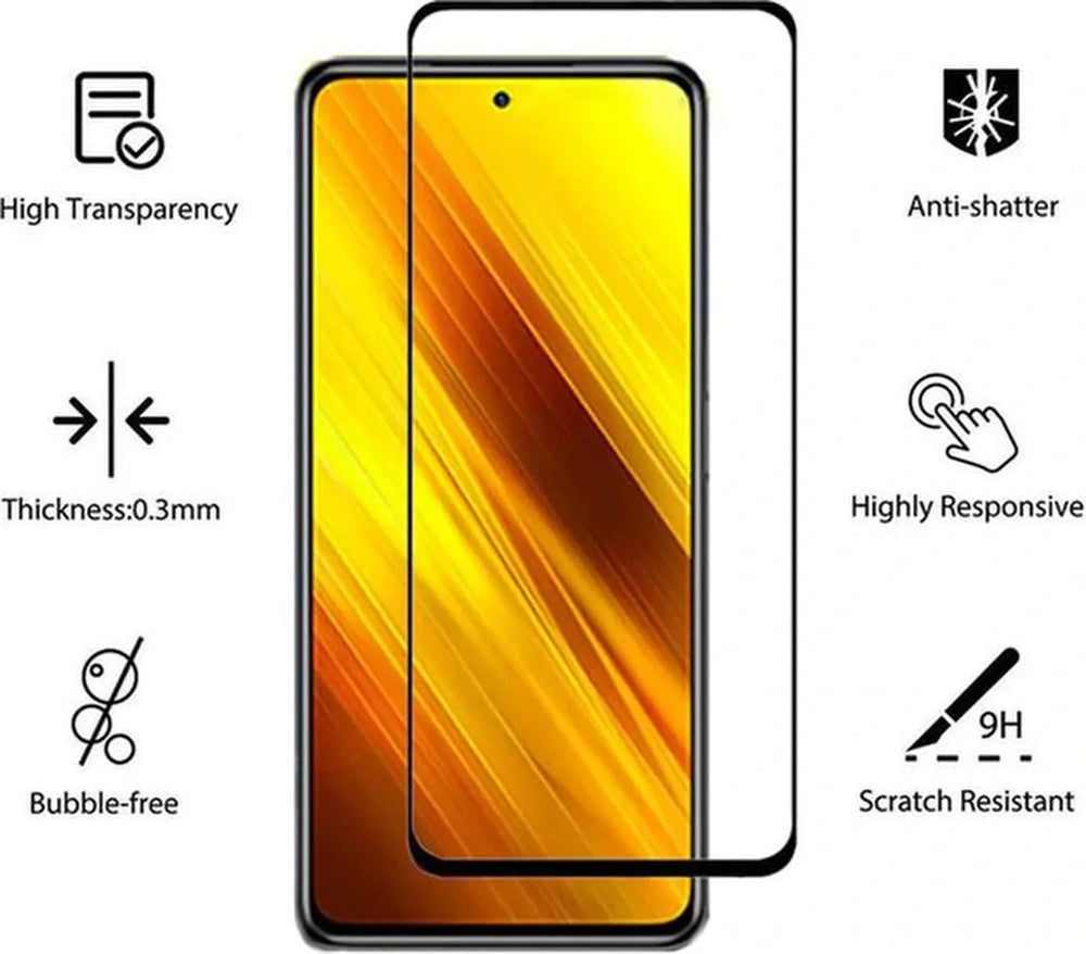 Poco X3/X3 Pro/F3 Screenprotector Full Cover Screenprotector Gehard 9H – 1-Pack-Ilumina Benelux