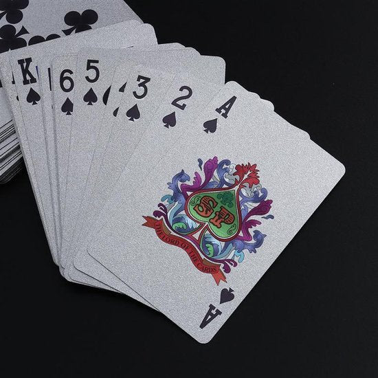 Pokerkaarten – 24K Zilverfolie – Plastic Speelkaarten – Waterdicht – Cadeauset-Kaartspel-Ilumina Benelux