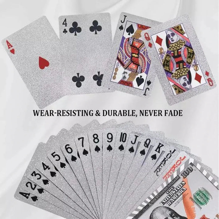 Pokerkaarten – 24K Zilverfolie – Plastic Speelkaarten – Waterdicht – Cadeauset-Kaartspel-Ilumina Benelux