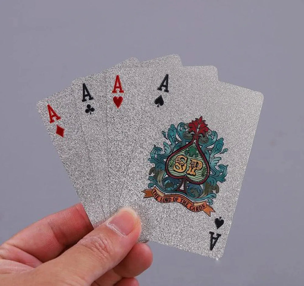 Pokerkaarten – 24K Zilverfolie – Plastic Speelkaarten – Waterdicht – Cadeauset-Kaartspel-Ilumina Benelux