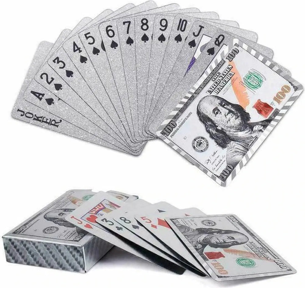 Pokerkaarten – 24K Zilverfolie – Plastic Speelkaarten – Waterdicht – Cadeauset-Kaartspel-Ilumina Benelux