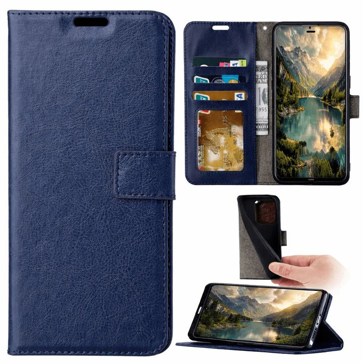 Oppo A16/A16s/A54s Hoesjes – Portemonnee Book Case – Pasjeshouder – Magneetsluiting – Blauw-Ilumina Benelux
