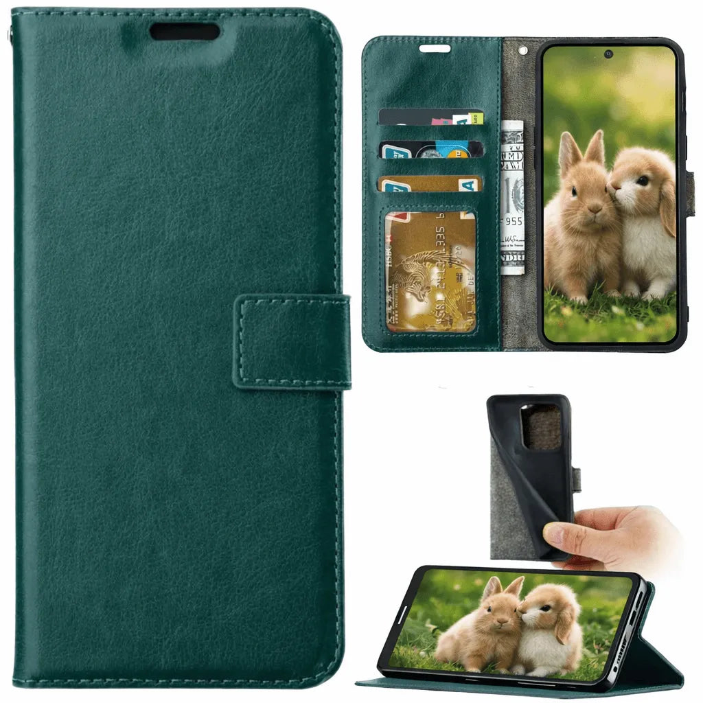 Samsung Galaxy S20 FE 5G Hoesjes – Portemonnee Book Case – Pasjeshouder – Magneetsluiting – Groen-Ilumina Benelux