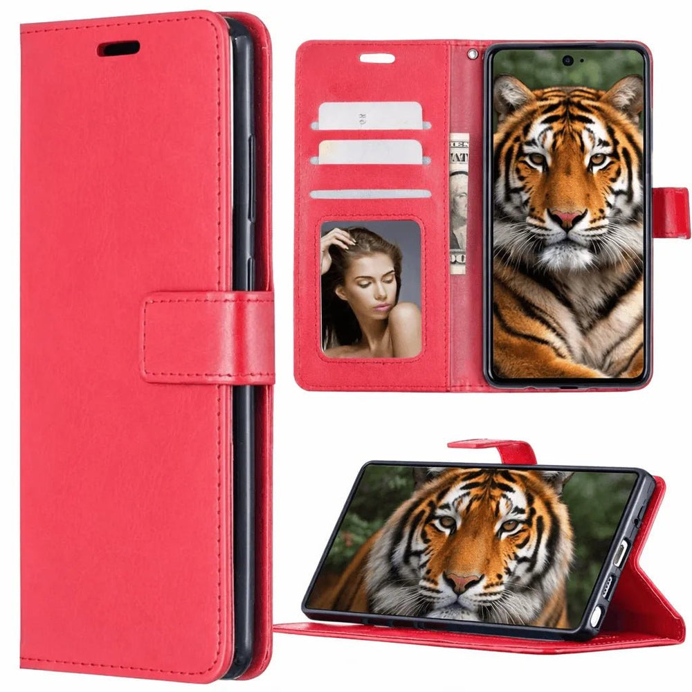 Samsung Galaxy A52 Hoesjes – Portemonnee Book Case – Pasjeshouder – Magneetsluiting – Rood-Ilumina Benelux