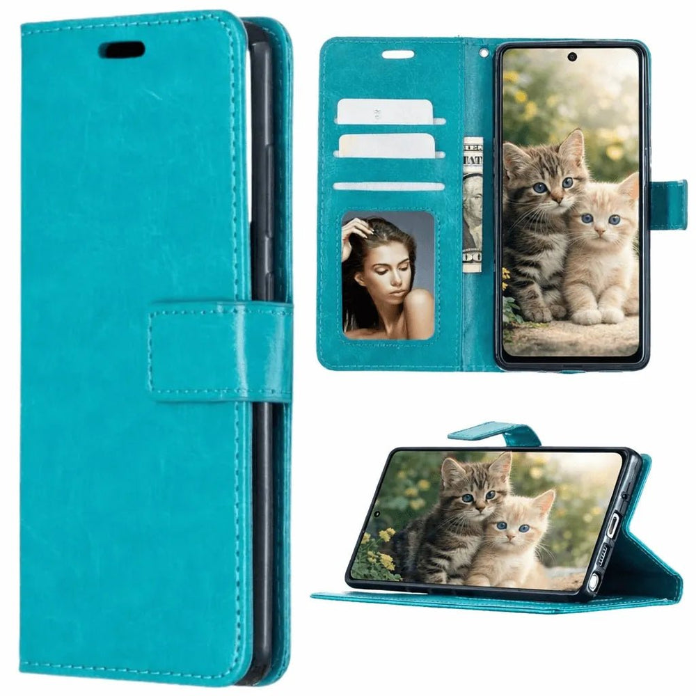 Hoesjes – Portemonnee Book Case – Pasjeshouder – Magneetsluiting – Turquoise-Ilumina Benelux