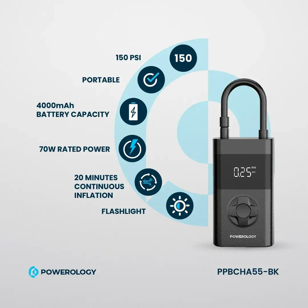 Powerology 3C Mini Air Pump 4000mAh - Zwart-Powerbank-Ilumina Benelux