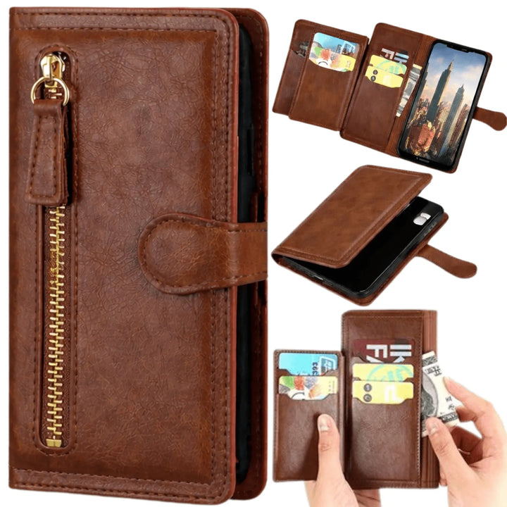 iPhone 14 Pro Hoesjes – Vintage Portemonnee Hoes – Pasjeshouder – Magneetsluiting – Donkerbruin-Ilumina Benelux
