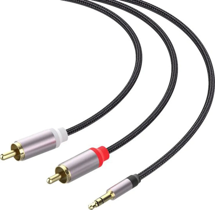 RCA Kabel – 3.5mm Jack naar 2x RCA – Stereo Audio – Voor Versterker HiFi Soundbar TV Autoradio – Zwart-Ilumina Benelux