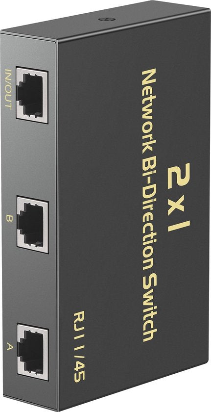 RJ45 Netwerk Switch – 2-Poorts Handmatige Ethernet Schakelaar – Geen Stroom Nodig – Fysieke Isolatie – Zwart-Netwerkswitch-Ilumina Benelux
