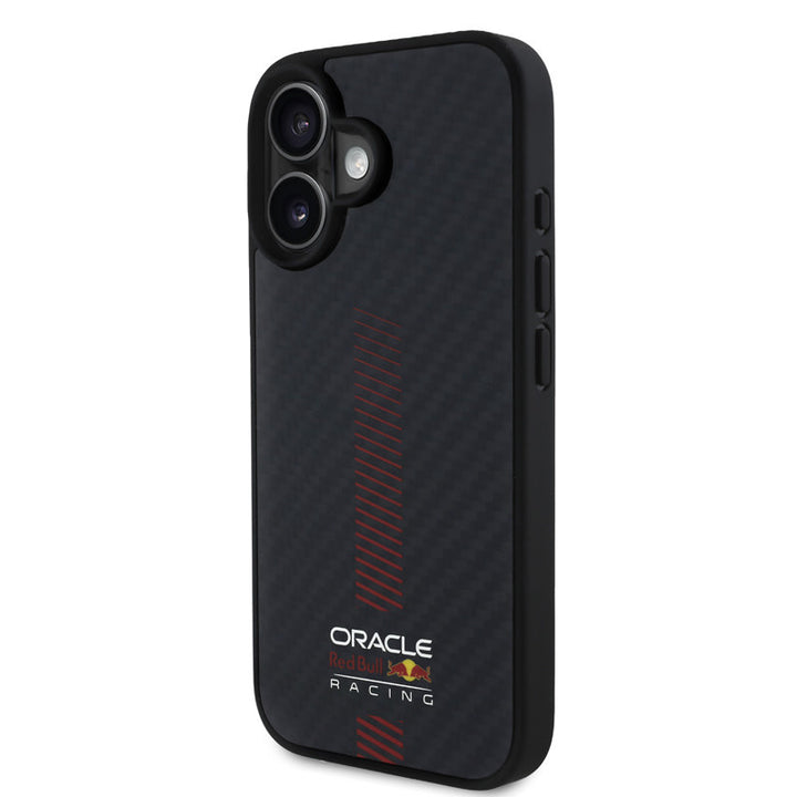 Red Bull Racing iPhone 16 Backcover hoesje Magsafe - Carbon Fiber - Powerbar - Zwart-Hoesjes-Ilumina Benelux