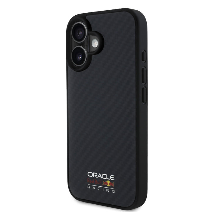 Red Bull Racing iPhone 16 Backcover hoesje Magsafe - Carbon Fiber - Shiny logo - Zwart-Hoesjes-Ilumina Benelux