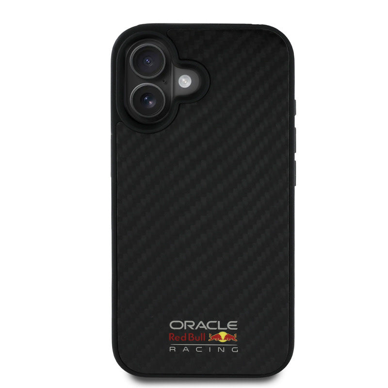 Red Bull Racing iPhone 16 Backcover hoesje Magsafe - Carbon Fiber - Shiny logo - Zwart-Hoesjes-Ilumina Benelux