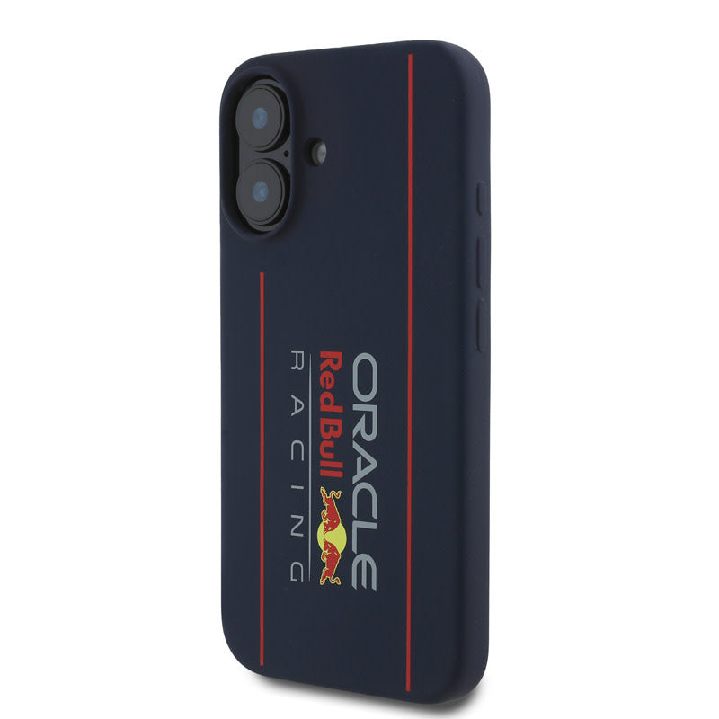 Red Bull Racing iPhone 16 Backcover hoesje - Magsafe - Liquid Silicone - Big Vertical Logo - Navy-Hoesjes-Ilumina Benelux