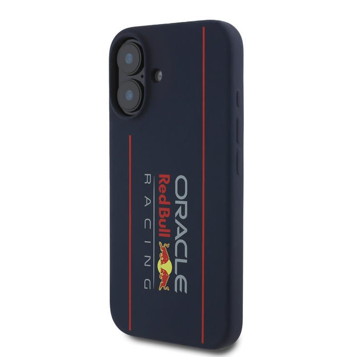 Red Bull Racing iPhone 16 Backcover hoesje - Magsafe - Liquid Silicone - Big Vertical Logo - Navy-Hoesjes-Ilumina Benelux