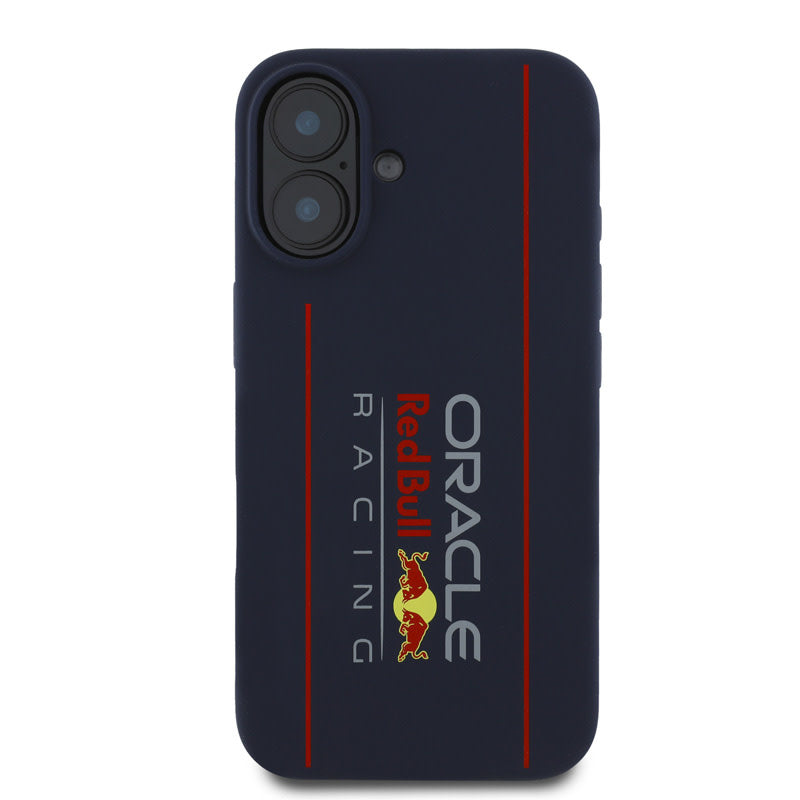 Red Bull Racing iPhone 16 Backcover hoesje - Magsafe - Liquid Silicone - Big Vertical Logo - Navy-Hoesjes-Ilumina Benelux