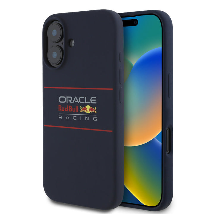 Red Bull Racing iPhone 16 Backcover hoesje Magsafe - Liquid Silicone - Horizontal Logo - Navy-Hoesjes-Ilumina Benelux