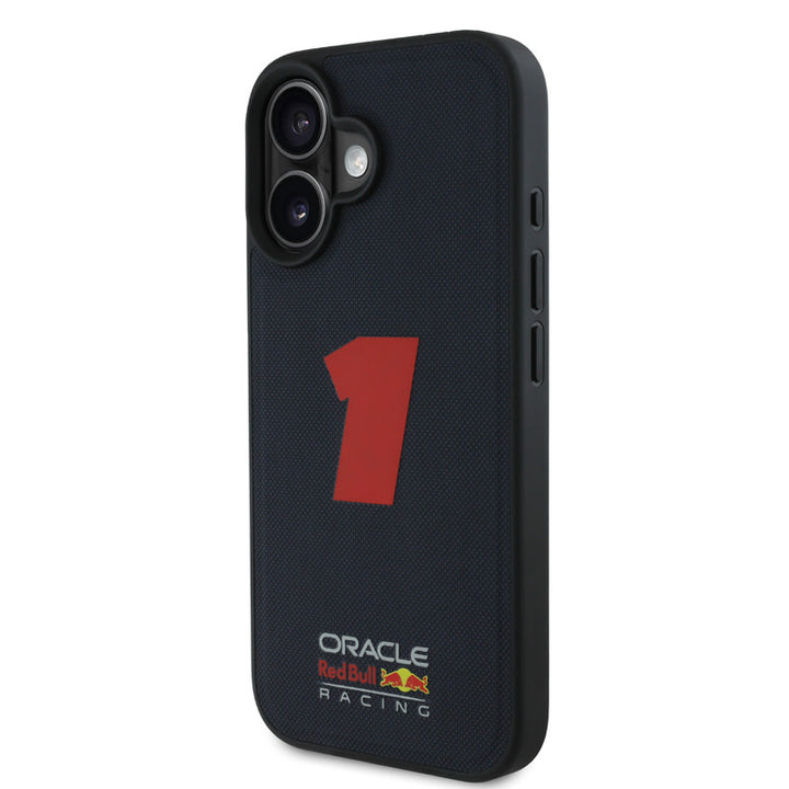 Red Bull Racing iPhone 16 Backcover hoesje - Magsafe - Meshed - 3D Rubber Number 1 - Navy-Hoesjes-Ilumina Benelux