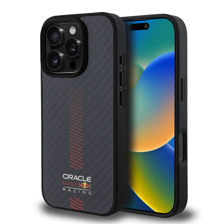 Red Bull Racing iPhone 16 Pro Backcover hoesje Magsafe - Carbon Fiber - Powerbar - Zwart-Hoesjes-Ilumina Benelux